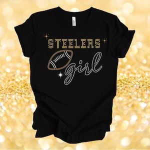 Eagles or Steelers Football BLINGY rhinestone Women Rhinestone sparkly shirt